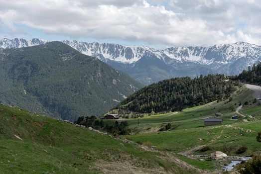 Montaup river in Canillo, Andorra in spring.