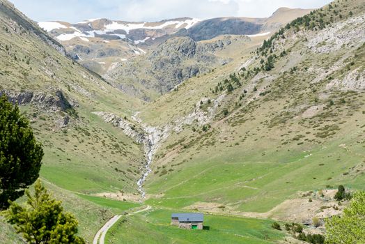 Montaup river in Canillo, Andorra in spring.