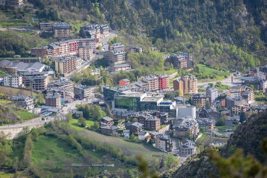 Cityscape of Encamp in Andorra on spring.