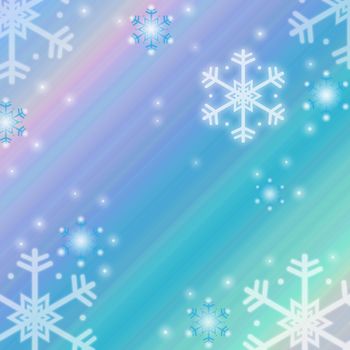 Multiple color Christmas Background and White and Blue Snowflakes. Christmas day concept.