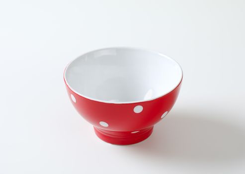 Ceramic red and white polka dot breakfast or rice bowl