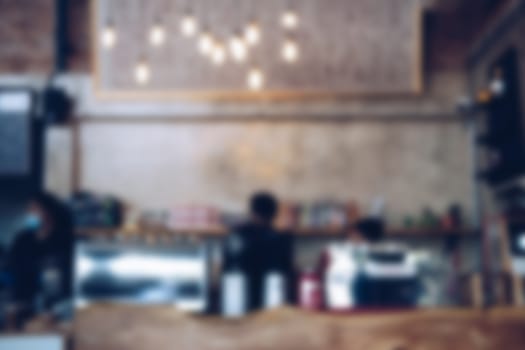 coffee beverage bar counter at cafe. defocused blur background