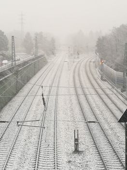Track systems from above in the snow in winter