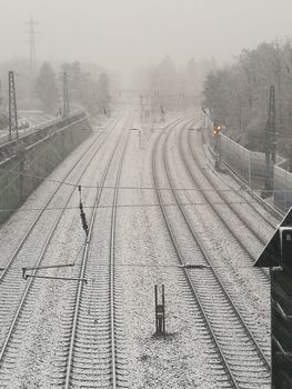 Track systems from above in the snow in winter