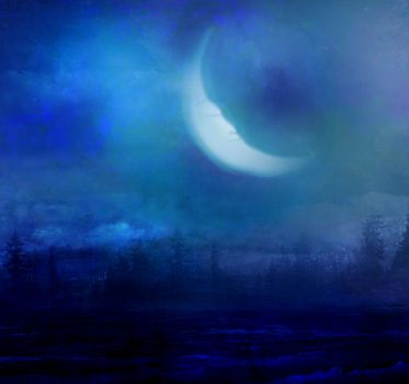 grunge image of moon landscape