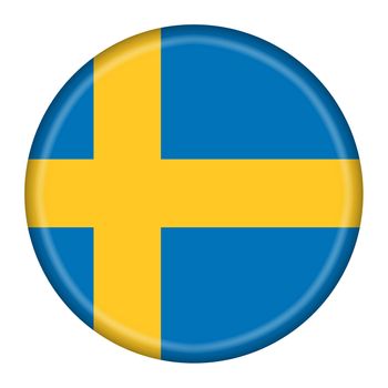A Sweden flag button 3d illustration with clipping path