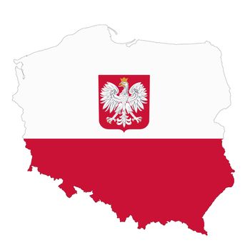 A Poland map on white background with clipping path