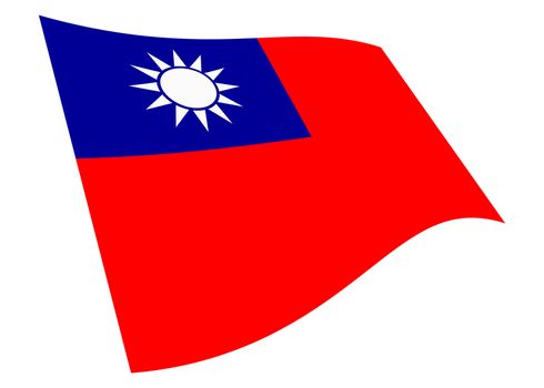 A Taiwan waving flag graphic isolated on white with clipping path 3d illustration