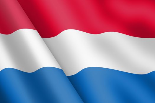 A Netherlands waving flag 3d illustration wind ripple