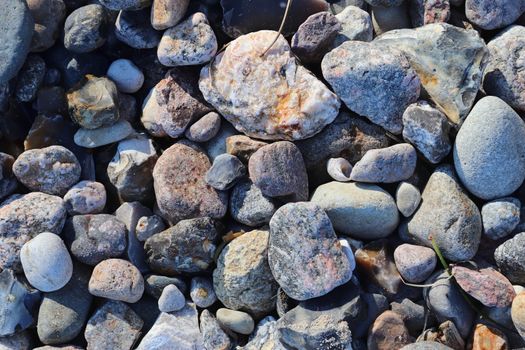 Beautiful stone pebbles at the beach of the baltic sea in the north of Germany