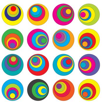 Abstract geometrical background with concentric colorful circles
