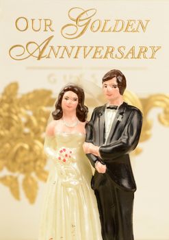 A celebratory image for the golden anniversary of a wedded couple.