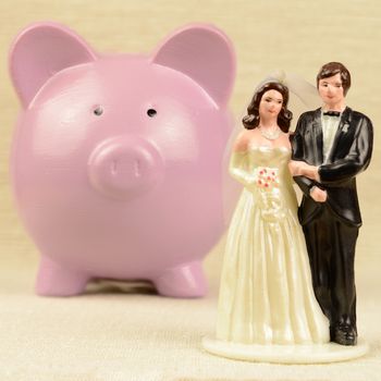 A conceptual image based on saving cash for the event of marriage.