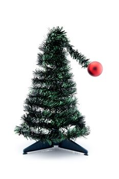 Beautiful decoration Christmas tree isolated on white background, artificial pine in holiday for decorate, season festival in December concept.