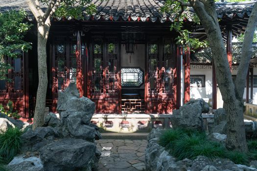 Ancient architecture in the Suzhou Garden. Photo in Suzhou, China.