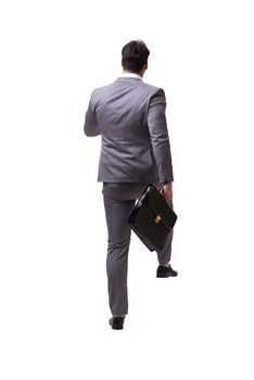Businessman walking away isolated on white background