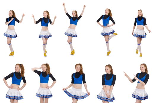 Cheerleader isolated on the white background