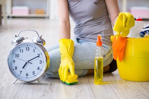 Woman doing cleaning at home