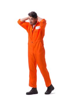 Prisoner in orange robe isolated on white background