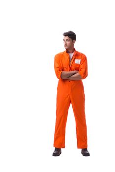 Prisoner in orange robe isolated on white background