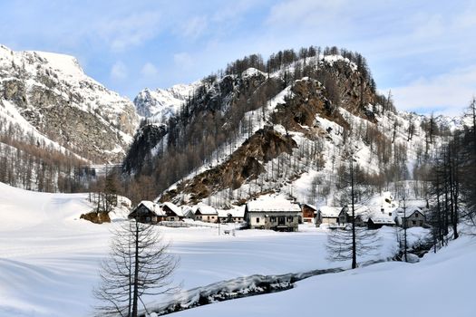 Alpe di Devero landscape in winter