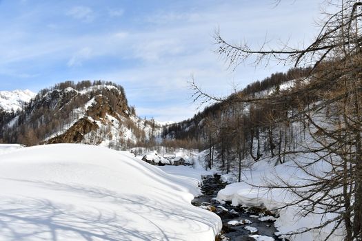 Alpe di Devero landscape in winter