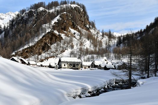 Alpe di Devero landscape in winter