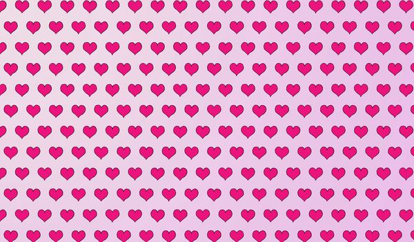 2d pink pattern of cartoon hearts on isolated background.