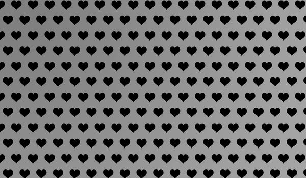 2d grey pattern of cartoon hearts on isolated background.