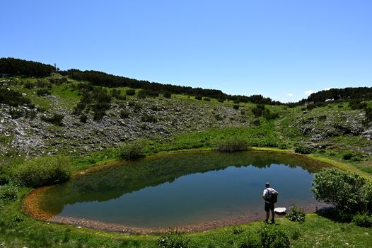 Small natural mountain lake at Čvrsnica, Bosnia and Herzegovina