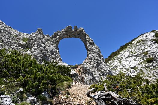 Hajdučka vrata natural phenomenon on mountain Čvrsnica, Bosnia and Herzegovina