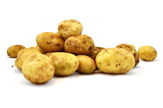 Fresh raw potato on white background