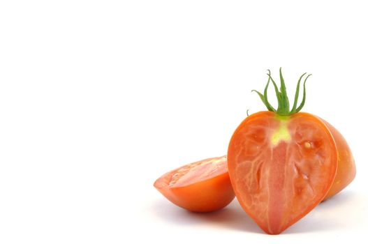 Fresh organic homegrown tomatoes on white background