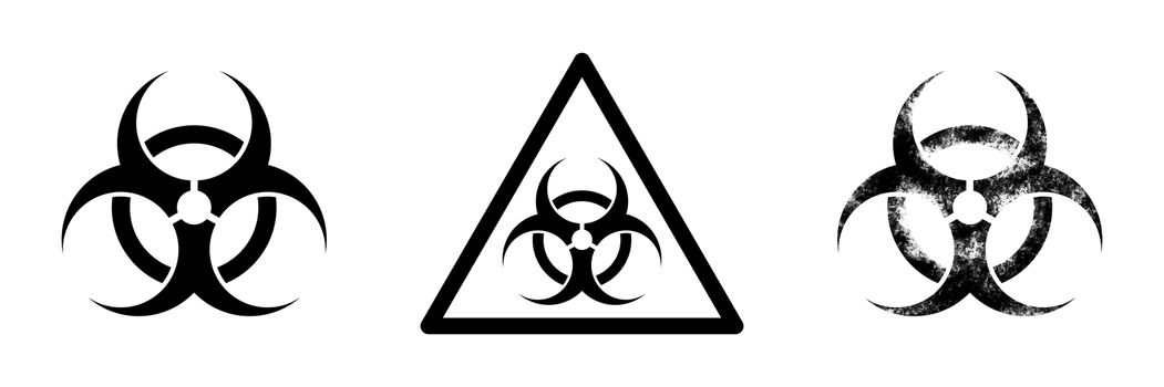 Black Warning Virus Pandemic Symbol Series Isolated on White