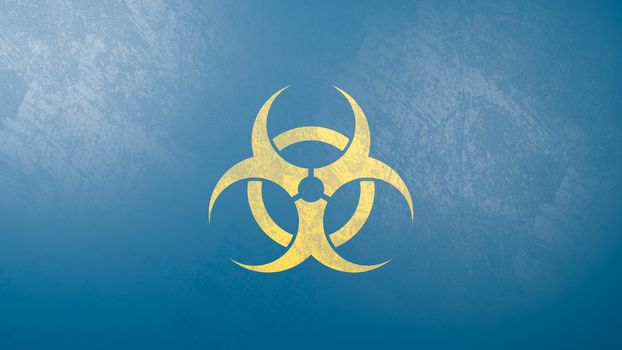 Yellow Epidemic Symbol on a Blue Plastered Wall Render Illustration