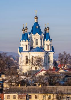 Kamianets-Podilskyi, Ukraine 01.07.2020. St. George Church in Kamianets-Podilskyi on a sunny winter morning