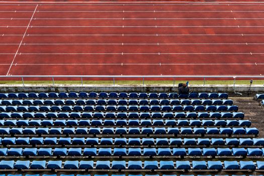 empty athletic stadium during lockdown due to coronavirus.