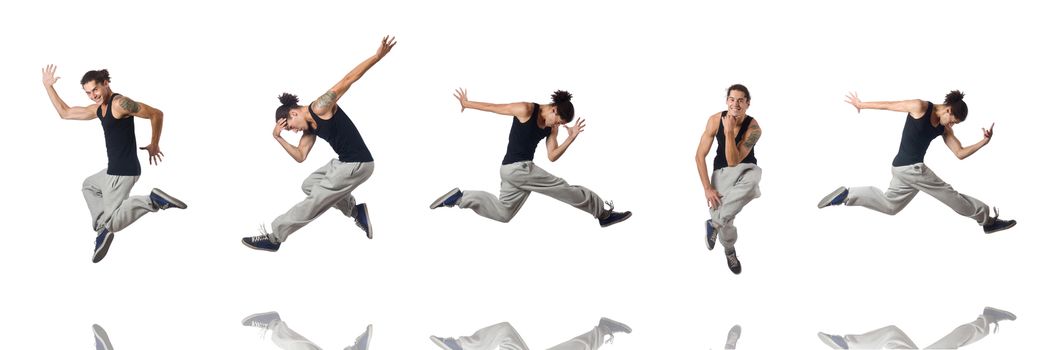 Man dancing isolated on the white