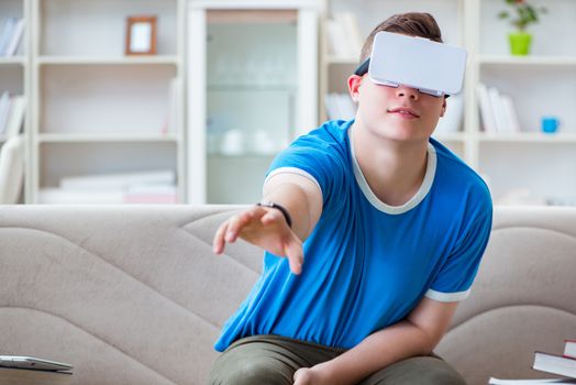 Young man with virtual glasses
