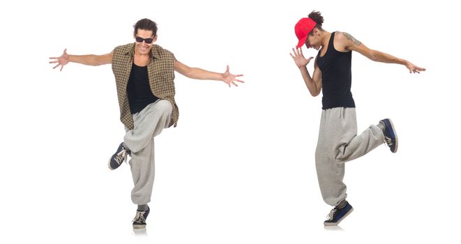 Man dancing isolated on the white