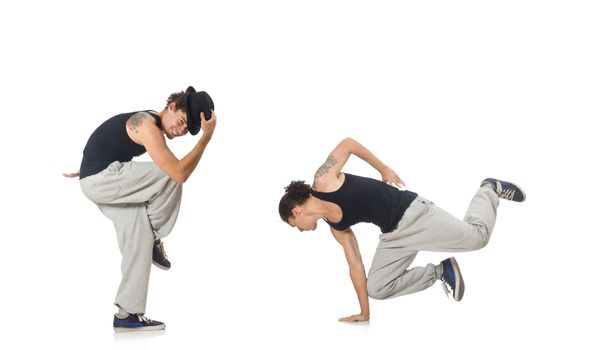 Man dancing isolated on the white