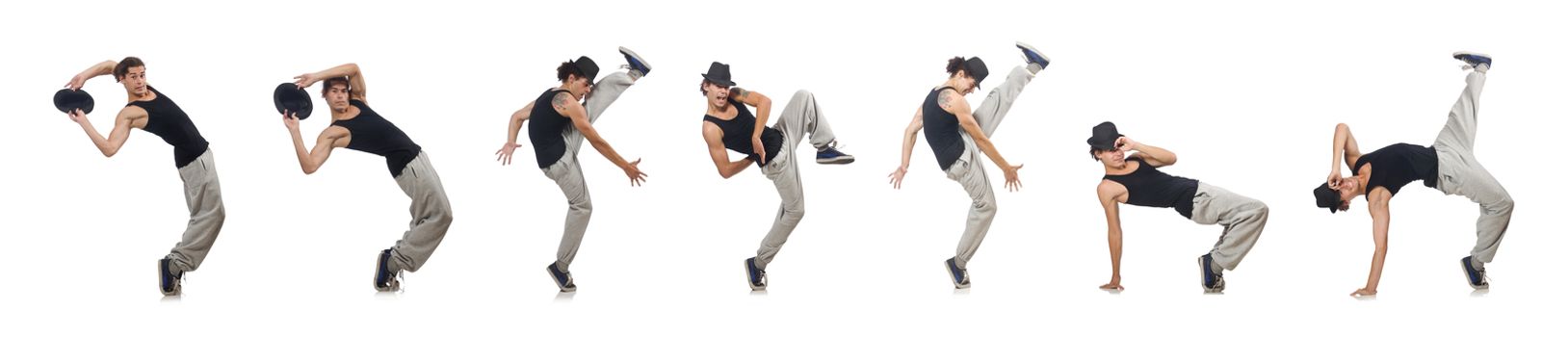 Man dancing isolated on the white