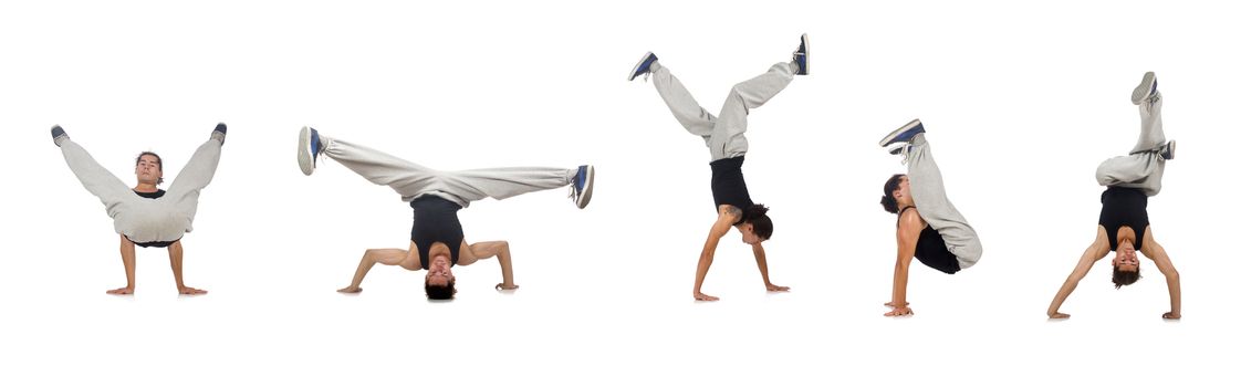 Man dancing isolated on the white