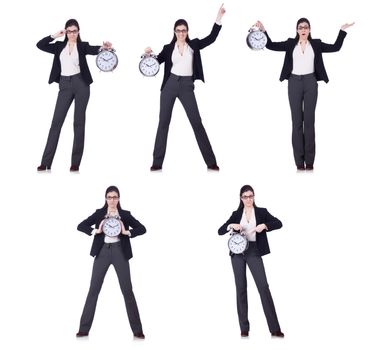 Businesswoman with clock in time management concept