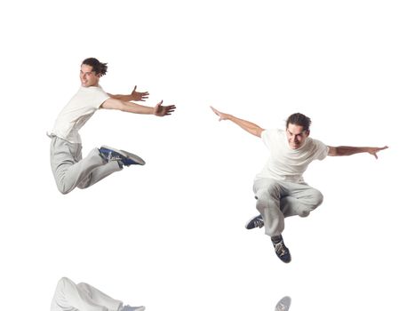 Man dancing isolated on the white