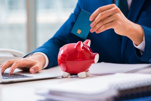 Man paying with credit card online