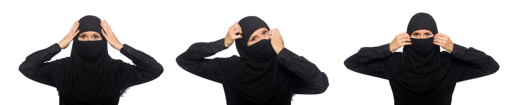 Muslim woman isolated on the white