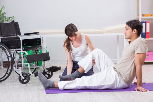 Patient recovering in hospital after injury trauma