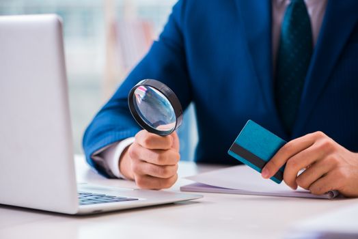 Man paying with credit card online