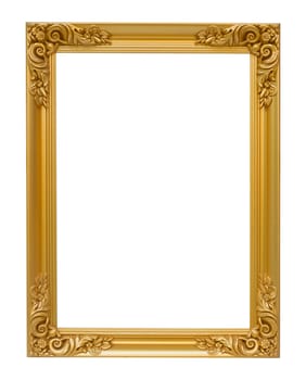 The antique gold vintage frame luxury isolated white background.